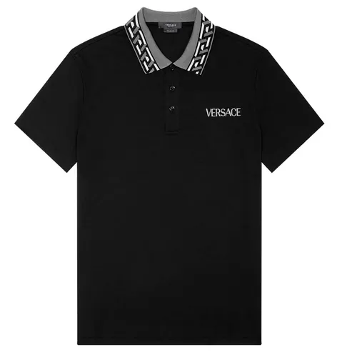 Áo Polo Versace La Greca Accent Polo Shirt 1002545 1A01875 Màu Đen
