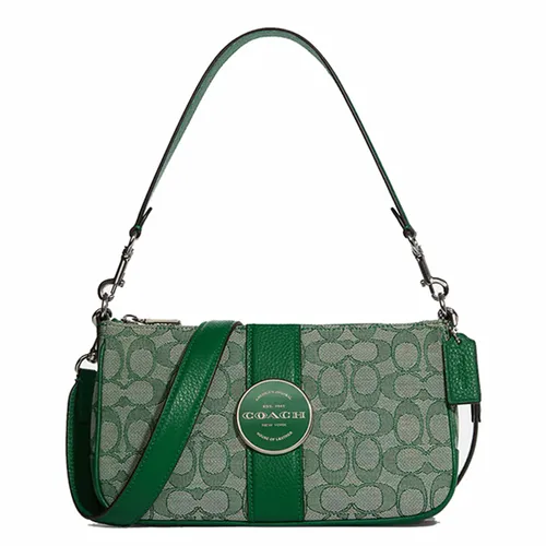 Coach - Túi Đeo Vai Coach Original Lonnie Baguette In Signature Jacquard C8306 Màu Xanh Green - Vua Hàng Hiệu