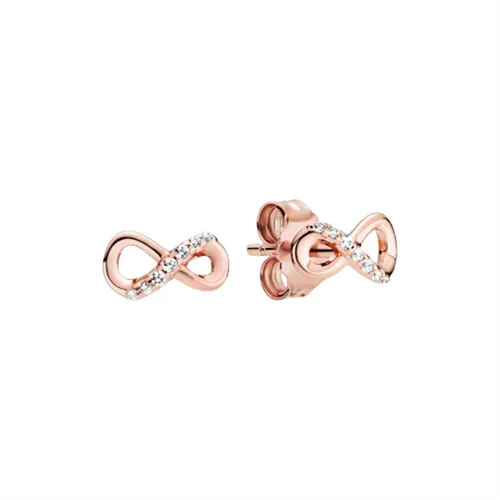Khuyên Tai Pandora Sparkling Infinity Stud Earrings 288820C01 Màu Vàng Hồng