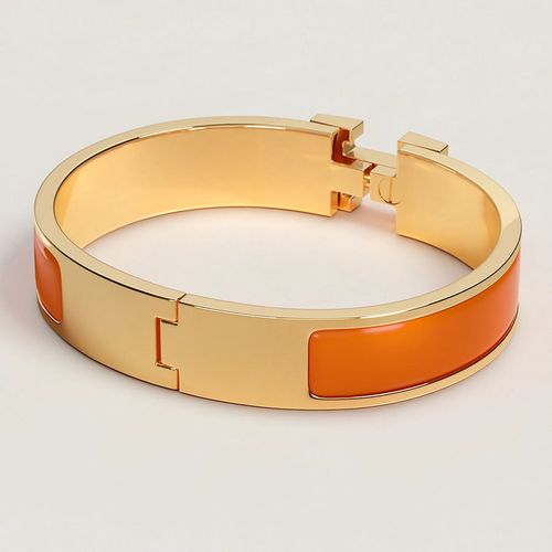 Vòng Đeo Tay Hermès Clic H Bracelet Màu Vàng Phối Cam-1