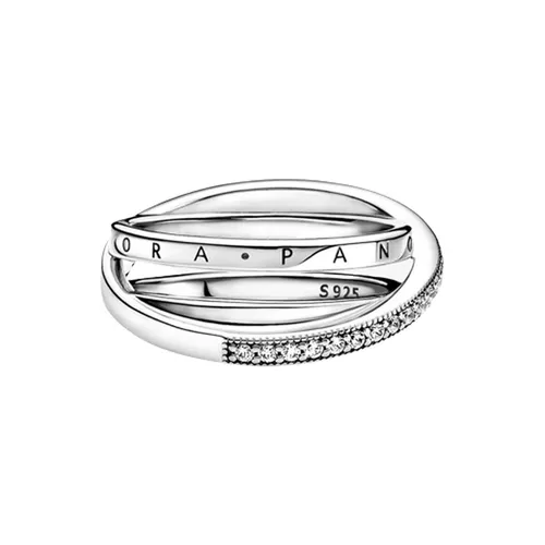 Nhẫn Pandora Crossover Pavé Triple Band Ring Màu Bạc Size 54 - Trang sức - Vua Hàng Hiệu
