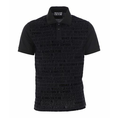 Áo Polo Versace Jeans Couture Black Flocked Logo Polo Shirt 73GAG6R1 JS103 899 Màu Đen Size M