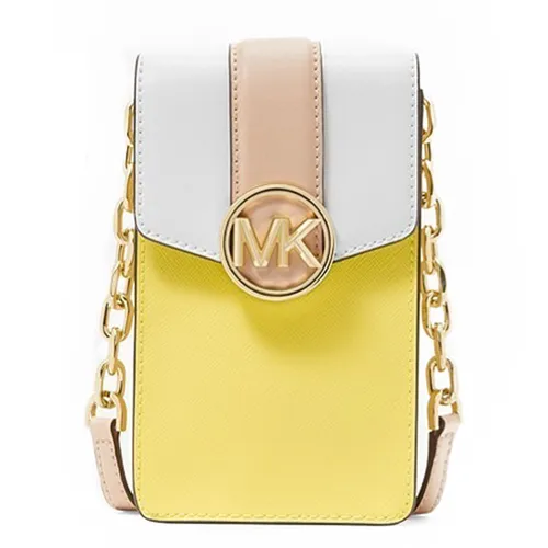 Túi Đeo Chéo Michael Kors MK Carmen SM Color-Block PH - Sunshine Multi Leather Cross Body Bag Màu Vàng Trắng - Túi xách - Vua Hàng Hiệu