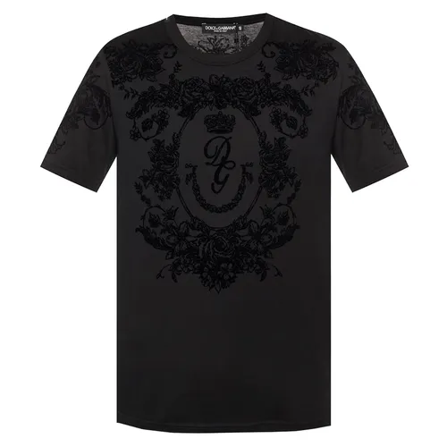 Áo Phông Nam Dolce & Gabbana D&G Floral Print T-Shirt G8KBAT G7SPM N0000 Màu Đen