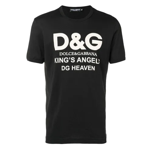 Áo Phông Nam Dolce & Gabbana D&G King's Angels Logo Print Cotton T Shirt In Black G8IV0T Màu Đen