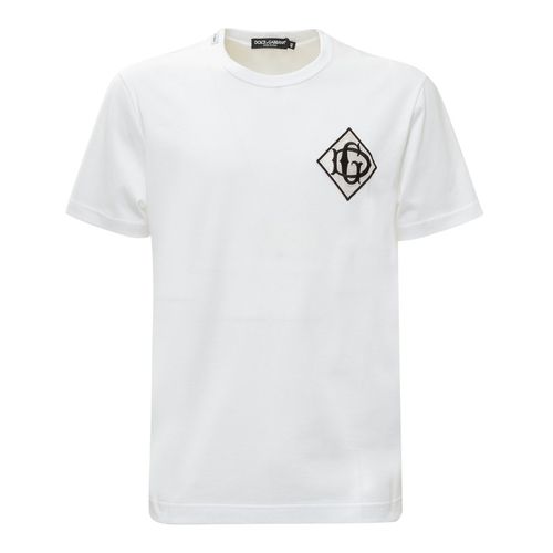 Áo Phông Dolce & Gabbana T-Shirt with Embroidery G8KBAZ G7TWF Màu Trắng