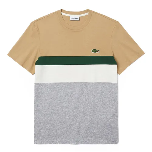 Áo Phông Lacoste Men's Colourblocked Panel Cotton T-Shirt TH1884-FJM Màu Beige/Xám Size S