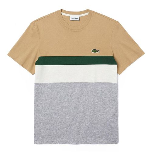 Áo Phông Lacoste Men's Colourblocked Panel Cotton T-Shirt TH1884FJM Màu Beige/Xám Size 3-1