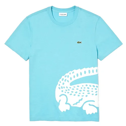 Áo Phông Lacoste Men's Oversized Crocodile Print Crew Neck T-Shirt Màu Xanh Blue Size S