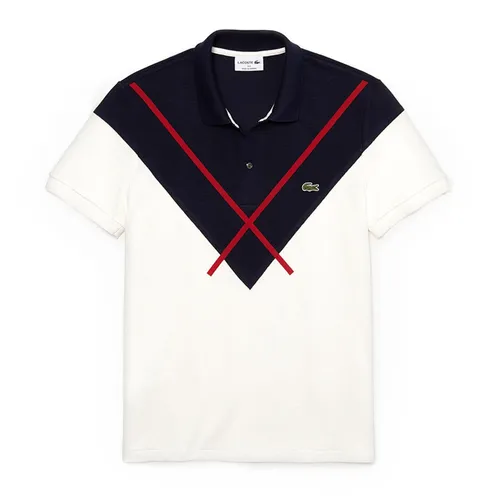 Áo Polo Lacoste Made In France Regular Fit Jacquard Patterned Piqué PH8532.2J1 Màu Navy Trắng Size M