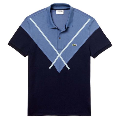 Áo Polo Lacoste Men's Made In France Regular Fit Jacquard Patterned Piqué Polo Shirt Màu Xanh - Đen Size S