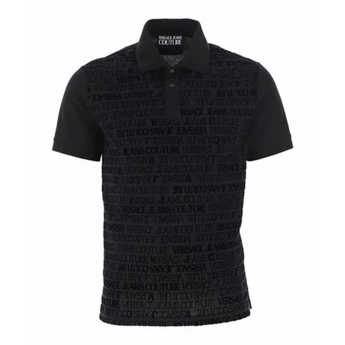 Áo Polo Versace Jeans Couture Black Flocked Logo Polo Shirt 73GAG6R1 JS103 899 Màu Đen Size L
