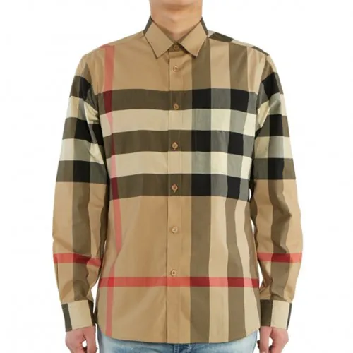 Burberry Nâu nhạt - Áo Sơ Mi Burberry Check Stretch Man Shirt 8010213 A7028 Màu Nâu Nhạt - Vua Hàng Hiệu