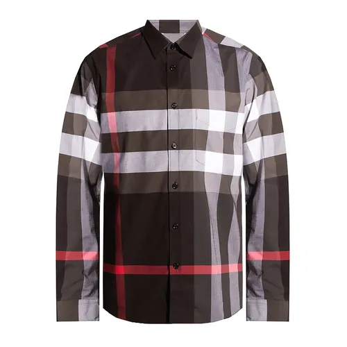 Thời trang Burberry Nam Đen xám Áo sơ mi - Áo Sơ Mi Burberry Ong-Sleeved Shirt With Check Print 8023772 A1008 Màu Đen Xám - Vua Hàng Hiệu