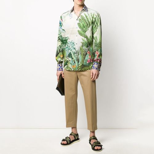 Áo Sơ Mi Nam Dolce & Gabbana  D&G Jungle Shirt G5EJ0T HP54B Màu Trắng Họa Tiết-3