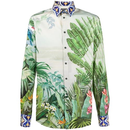 Áo Sơ Mi Nam Dolce & Gabbana  D&G Jungle Shirt G5EJ0T HP54B Màu Trắng Họa Tiết-1