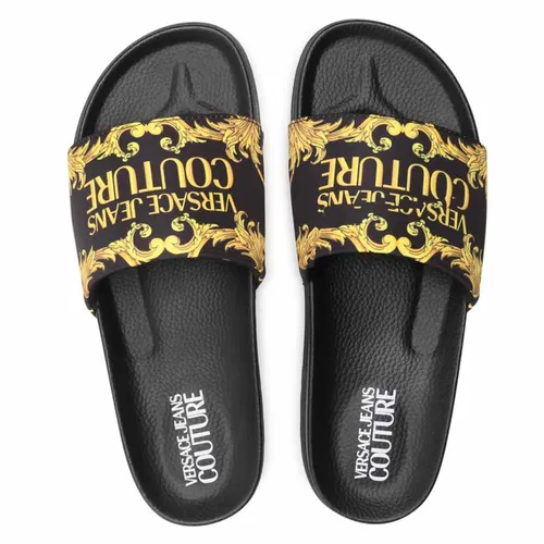 Dép Versace Jeans Couture E0YWASQ4 71626 M27 Màu Đen Vàng Size 42