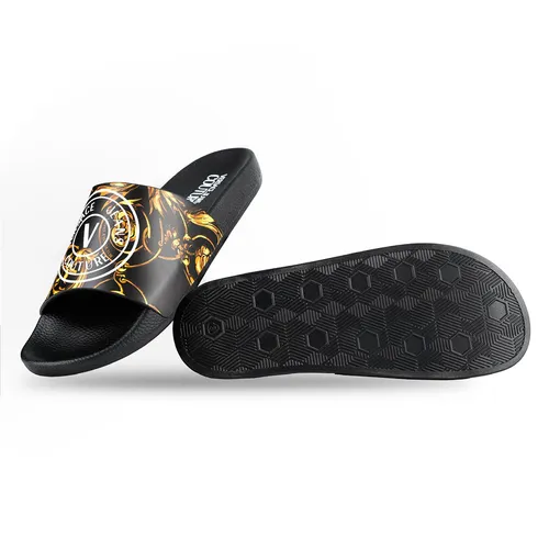 Dép Versace Jeans Couture Logo Vàng V 72YA3SQ5 Màu Đen Size 40