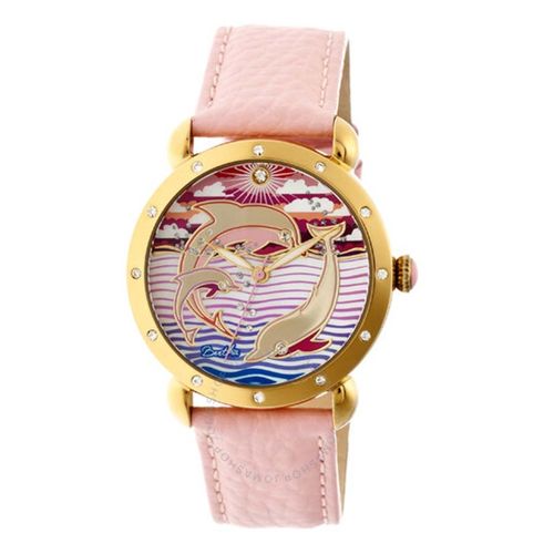 Đồng Hồ Nữ Bertha Estella Mother of Pearl Dolphin Dial Pink Leather Ladies Watch BTHBR5104 Màu Hồng