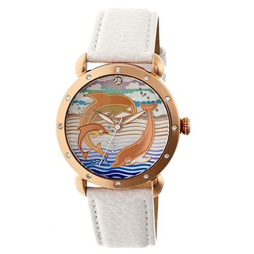 Đồng Hồ Nữ Bertha Estella Mother of Pearl Dolphin Dial White Leather Ladies Watch BTHBR5105 Màu Trắng