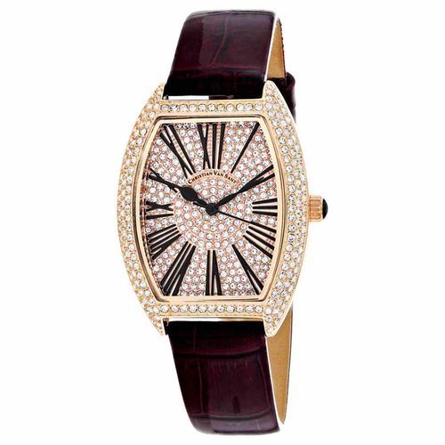 Đồng Hồ Nữ Christian Van Sant Chic Quartz Rose Gold Dial Ladies Watch CV4843 Màu Đỏ Mận