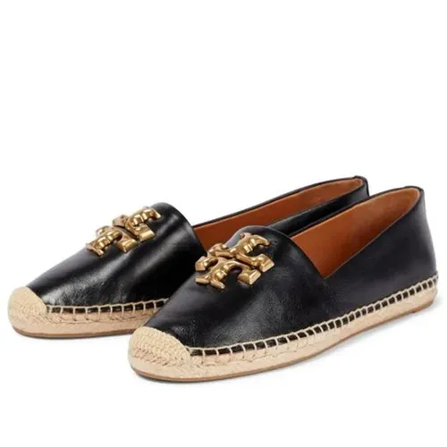 Giày Tory Burch - Giày Slip On Tory Burch Women's Black Eleanor Leather Espadrilles Màu Đen - Vua Hàng Hiệu