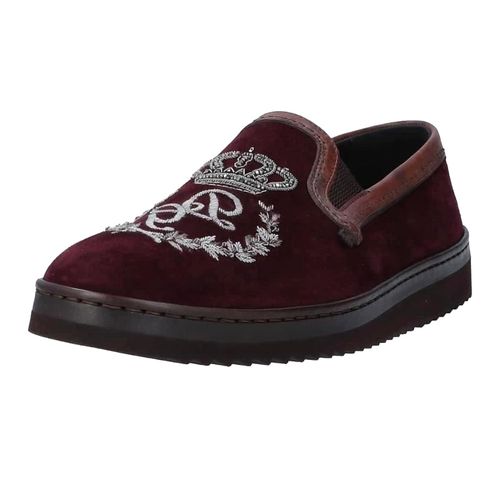 Giày Lười Dolce & Gabbana Crown Logo Loafer Mondello Bordeaux Màu Đỏ Nâu Size 42.5