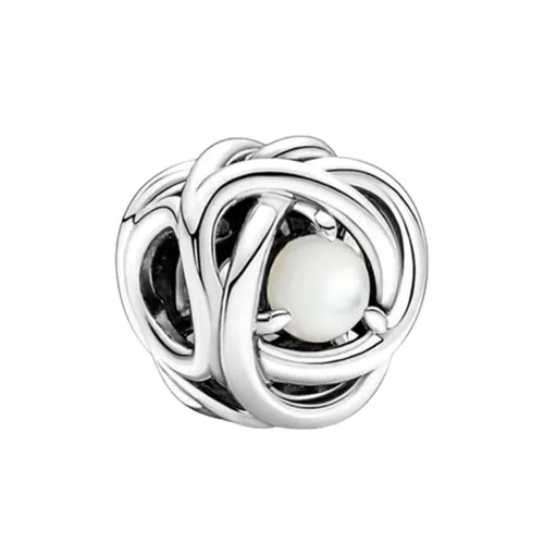 Hạt Vòng Charm Pandora June White Mother of Pearl Eternity Circle 790064C03 Màu Bạc