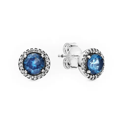 Khuyên Tai Pandora Blue Round Sparkle Stud Earrings 296272C01 Màu Bạc Mặt Xanh - Trang sức - Vua Hàng Hiệu