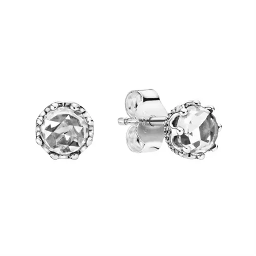 Khuyên Tai Pandora Clear Sparkling Crown Stud Earrings 298311CZ Màu Bạc