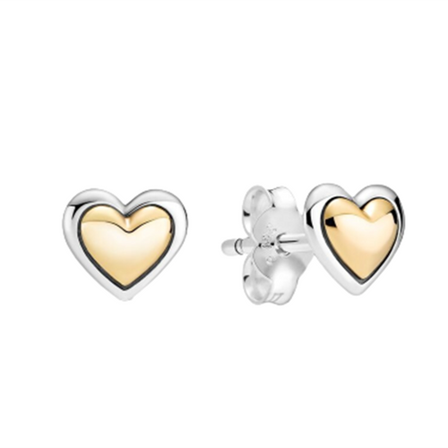 Khuyên Tai Pandora Domed Golden Heart Stud Earrings 299389C00 Màu Vàng
