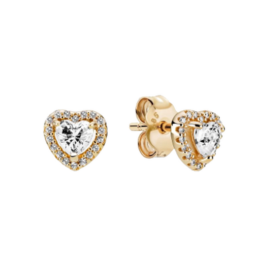Khuyên Tai Pandora Elevated Heart Stud Earrings 259137C01 Màu Vàng