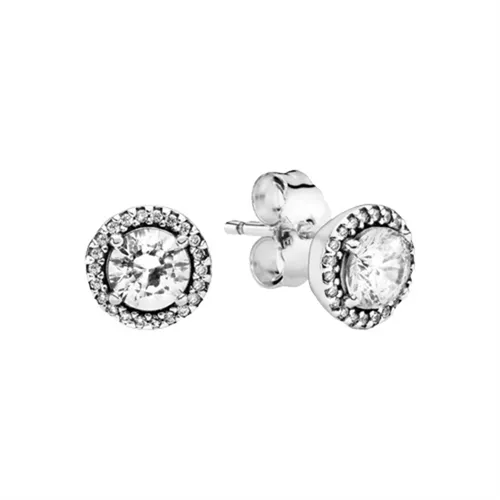 Khuyên Tai Pandora Round Sparkle Stud Earrings 296272CZ Màu Bạc