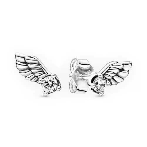 Khuyên Tai Pandora Sparkling Angel Wing Stud Earrings 298501C01 Màu Bạc