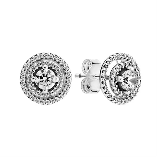 Khuyên Tai Pandora Sparkling Double Halo Stud Earrings 299411C01 Màu Bạc