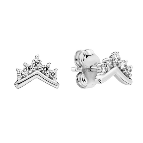 Khuyên Tai Pandora Tiara Wishbone Stud Earrings 298274CZ Màu Bạc