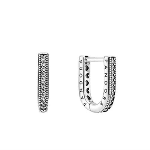 Khuyên Tai Pandora U-Shaped Hoop Earrings 299488C01 Màu Bạc
