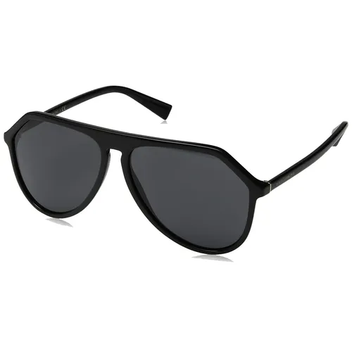 Kính Mát Dolce & Gabbana D&G Black Plastic Aviator Sunglasses Grey Lens DG4341-501/87 Màu Đen