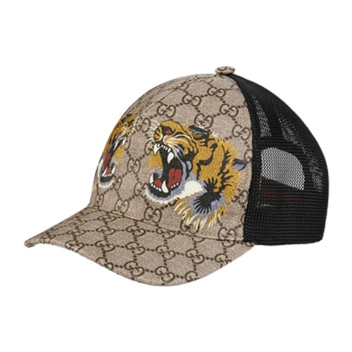 Mũ Gucci Tigers Print GG Supreme Baseball Beige Size L-1