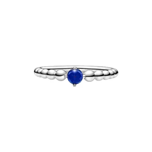 Nhẫn Pandora September Sea Blue Beaded Ring Màu Bạc Đính Pha Lê Xanh Navy
