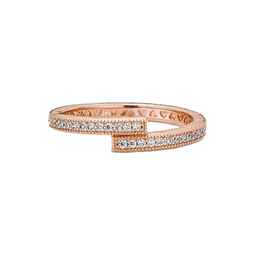 Trang sức Nhẫn Đá zirconia, mạ vàng hồng 14k - Nhẫn Pandora Sparkling Overlapping Ring Màu Vàng Hồng - Vua Hàng Hiệu