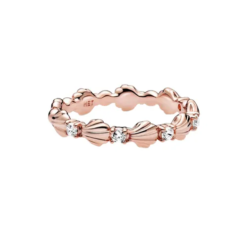 Trang sức Nhẫn Đá zirconia, mạ vàng hồng 14k - Nhẫn Pandora Sparkling Seashell Band Ring Màu Vàng Hồng - Vua Hàng Hiệu