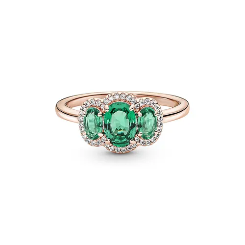 Trang sức Nhẫn Đá zirconia, mạ vàng hồng 14k - Nhẫn Pandora Three Stone Vintage Ring Màu Vàng Hồng Size 6.5 - Vua Hàng Hiệu