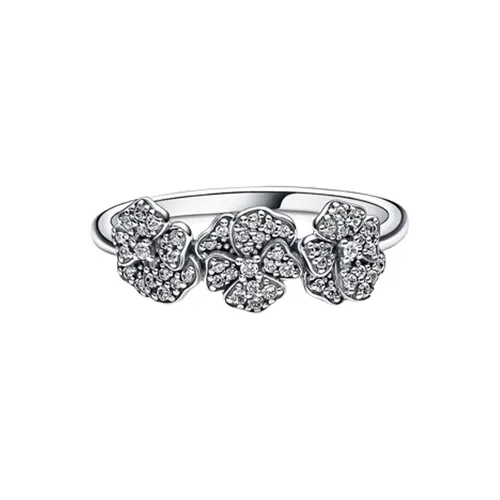 Nhẫn Pandora Triple Pansy Flower Ring Màu Bạc