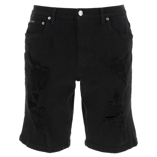 Quần Shorts Dolce & Gabbana Denim Shorts With Patch GWNXAD-G8EQ9 Màu Đen