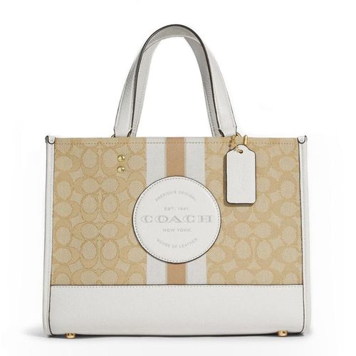 Túi Tote Coach Dempsey Carryall In Signature Jacquard With Stripe And Coach Patch Màu Trắng