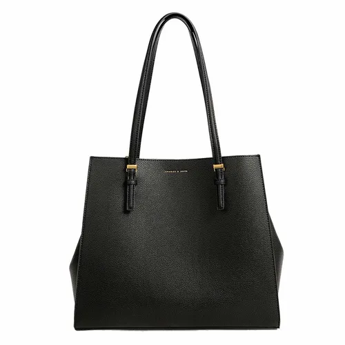 Túi Tote Nữ Charles & Keith CNK Large Double Handle Bag 30781650-6 Màu Đen