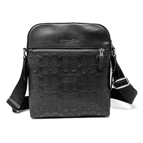Túi Đeo Chéo Nam Coach Houston Flight Bag In Signature Leather Black 4009 Màu Đen Size 23-1