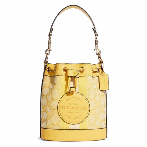 Túi Xách Tay Coach Mini Dempsey Bucket Bag In Signature Jacquard With Stripe And Patch Màu Vàng - Túi xách - Vua Hàng Hiệu