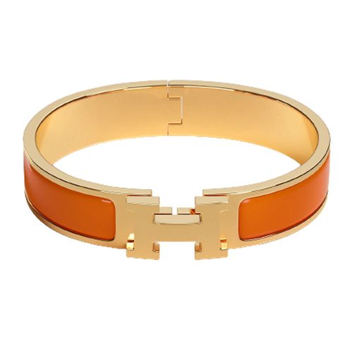 Vòng Đeo Tay Hermès Clic H Bracelet Màu Vàng Phối Cam-3